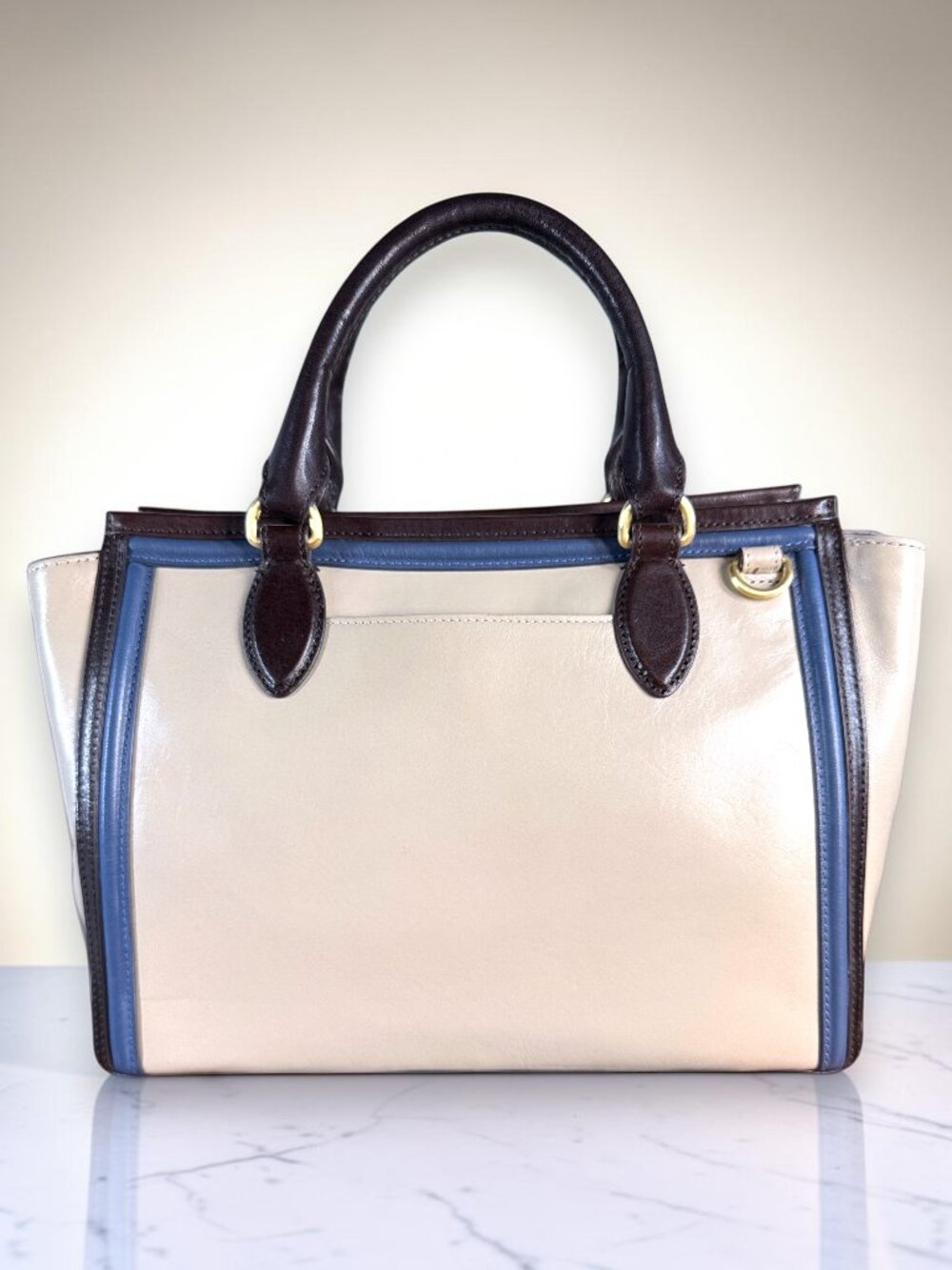 Brahmin Schooner Sand Westport Rare Smooth Italian Leather Satchel Bag - Picture 7 of 15